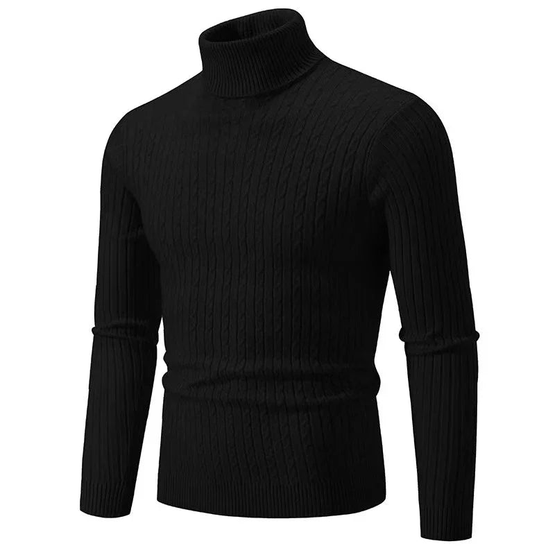 2026 New Men's High Neck Sweater Solid Color Pullover Knitted Warm Casual Turtleneck Sweatwear Woolen Mens Winter Outdoor Top