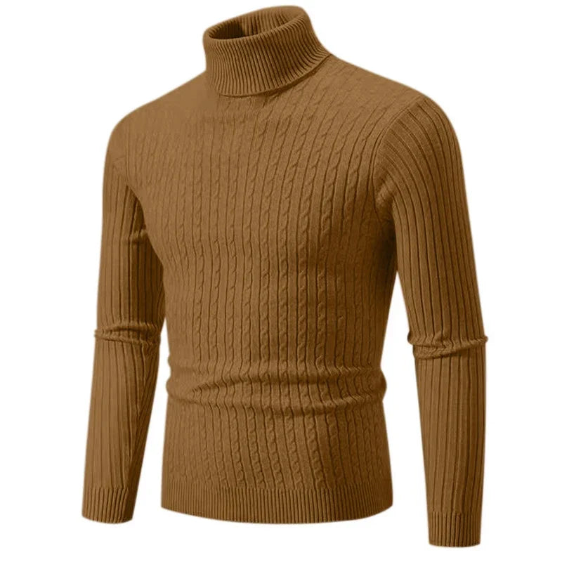 2026 New Men's High Neck Sweater Solid Color Pullover Knitted Warm Casual Turtleneck Sweatwear Woolen Mens Winter Outdoor Top