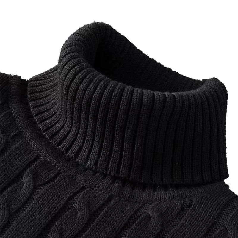 2026 New Men's High Neck Sweater Solid Color Pullover Knitted Warm Casual Turtleneck Sweatwear Woolen Mens Winter Outdoor Top