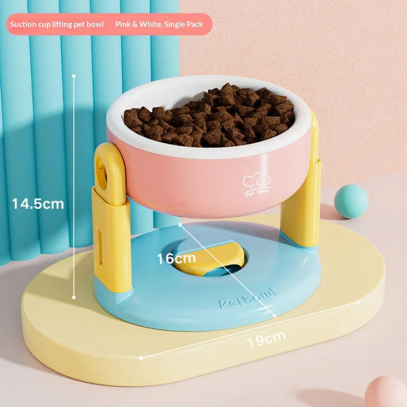 Pet supplies: Cat bowls/water bowls, dog bowls, tip-over resistant pet bowls, height adjustable. - Product image