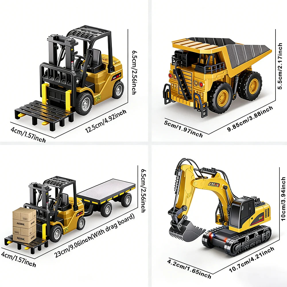 1:64 Bluetooth Remote Control Crane And Forklift two-in-one Desktop Mini Alloy Toy Car With Trailer Christmas Gift In Color B