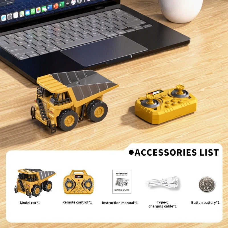 1:64 Bluetooth Remote Control Crane And Forklift two-in-one Desktop Mini Alloy Toy Car With Trailer Christmas Gift In Color B