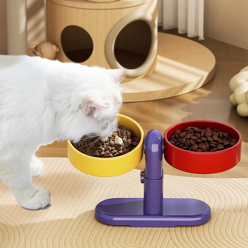 Pet supplies: Cat bowls/water bowls, dog bowls, tip-over resistant pet bowls, height adjustable. - Product image