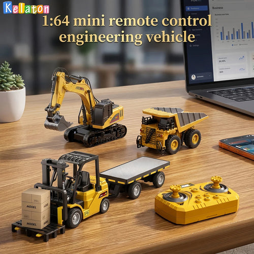 1:64 Bluetooth Remote Control Crane And Forklift two-in-one Desktop Mini Alloy Toy Car With Trailer Christmas Gift In Color B