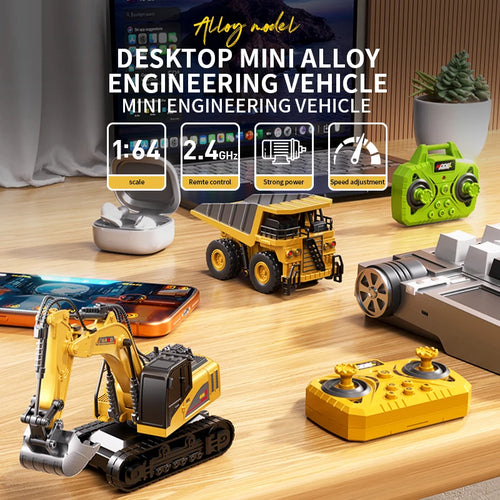 1:64 Bluetooth Remote Control Crane And Forklift two-in-one Desktop Mini Alloy Toy Car With Trailer Christmas Gift In Color B