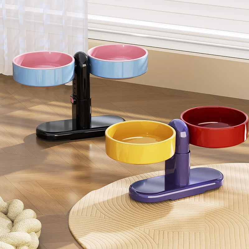Pet supplies: Cat bowls/water bowls, dog bowls, tip-over resistant pet bowls, height adjustable. - Product image