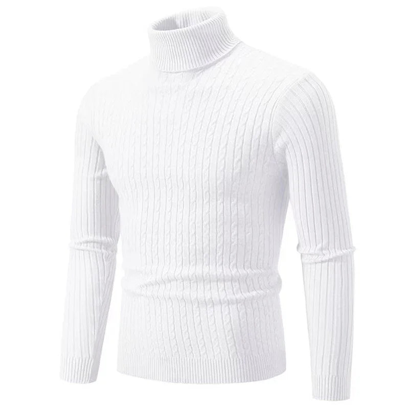 2026 New Men's High Neck Sweater Solid Color Pullover Knitted Warm Casual Turtleneck Sweatwear Woolen Mens Winter Outdoor Top