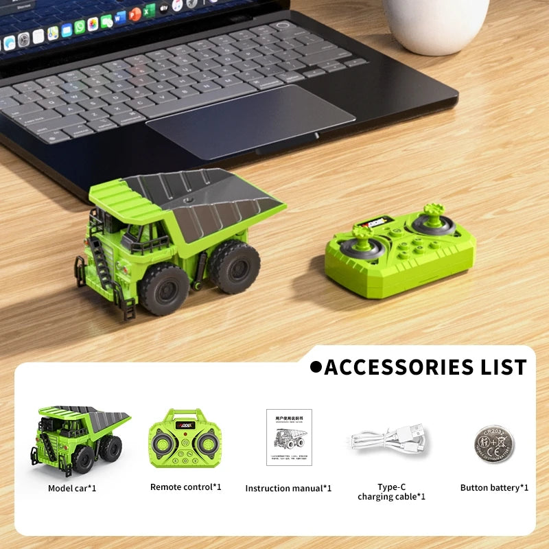 1:64 Bluetooth Remote Control Crane And Forklift two-in-one Desktop Mini Alloy Toy Car With Trailer Christmas Gift In Color B