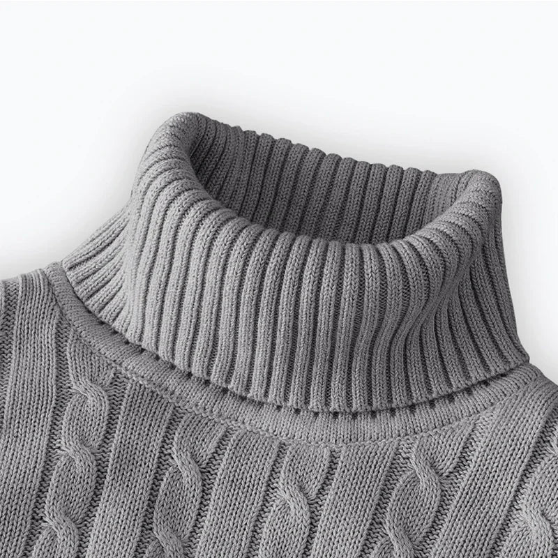 2026 New Men's High Neck Sweater Solid Color Pullover Knitted Warm Casual Turtleneck Sweatwear Woolen Mens Winter Outdoor Top