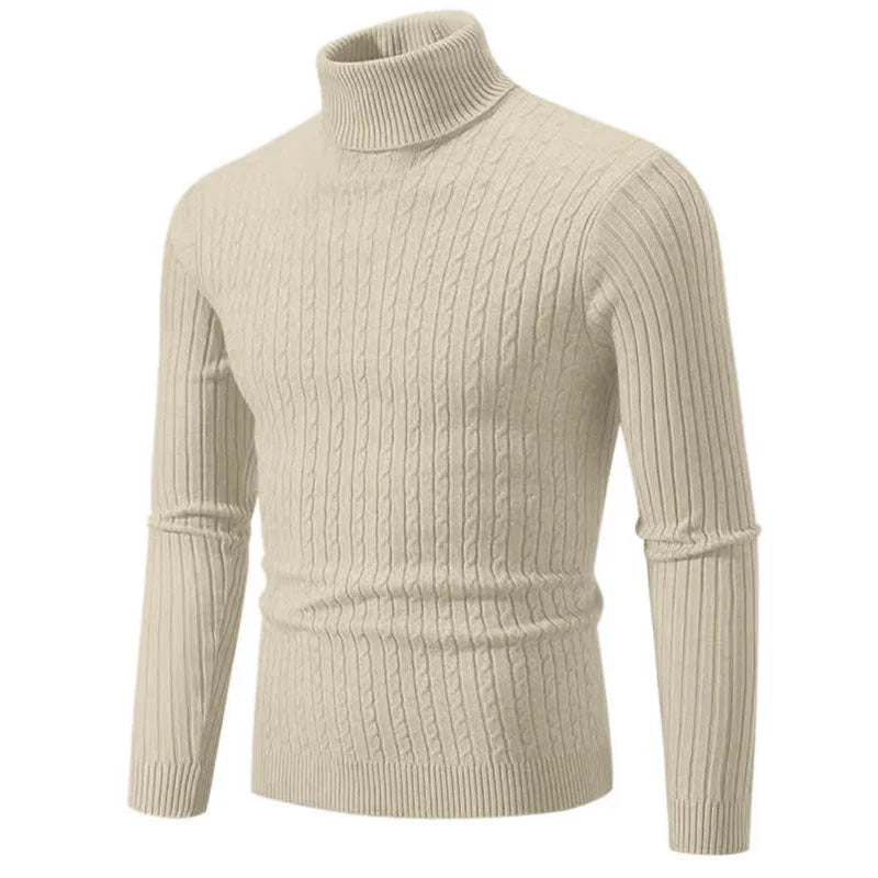 2026 New Men's High Neck Sweater Solid Color Pullover Knitted Warm Casual Turtleneck Sweatwear Woolen Mens Winter Outdoor Top