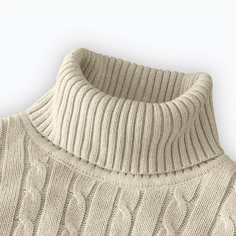 2026 New Men's High Neck Sweater Solid Color Pullover Knitted Warm Casual Turtleneck Sweatwear Woolen Mens Winter Outdoor Top