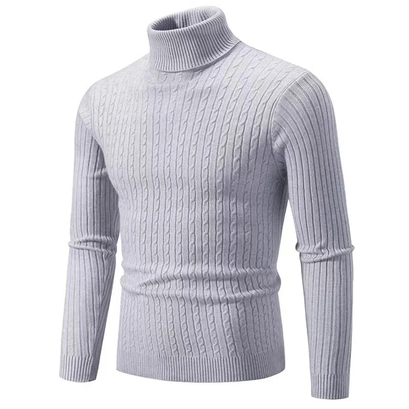 2026 New Men's High Neck Sweater Solid Color Pullover Knitted Warm Casual Turtleneck Sweatwear Woolen Mens Winter Outdoor Top