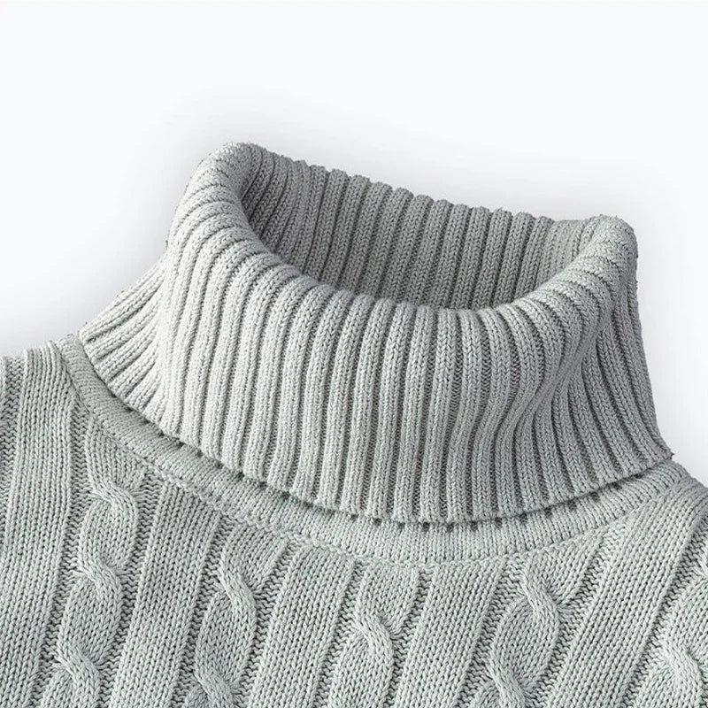 2026 New Men's High Neck Sweater Solid Color Pullover Knitted Warm Casual Turtleneck Sweatwear Woolen Mens Winter Outdoor Top