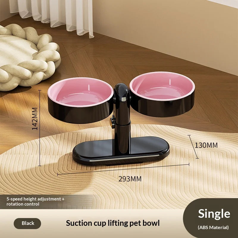 Pet supplies: Cat bowls/water bowls, dog bowls, tip-over resistant pet bowls, height adjustable. - Product image
