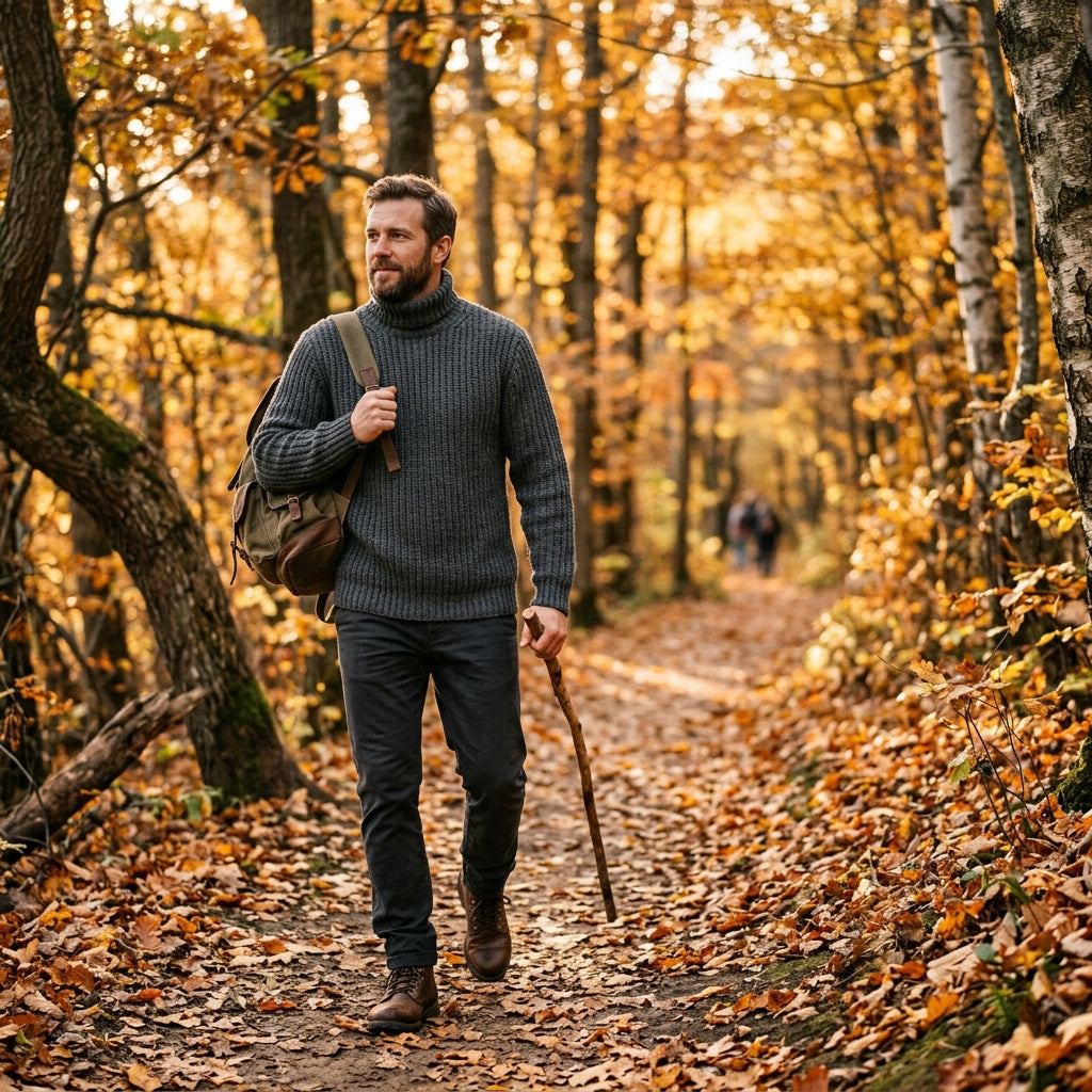 Lifestyle photo of turtleneck sweater worn by a person on a winter day - Puchica